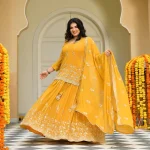 Genda Phool - Yellow Pure Georgette Cutdana Embroidery Lehenga Set