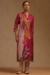Multicolour Linen Floral Print Kurta