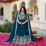 I Said Yes- Prussian Blue Thread & Gota Embroidered Georgette Lehenga Set