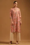 Pink Cotton Flex Botanical Kurta