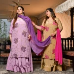 Dekha Tenu- Lilac & Purple Pure Crepe Cutdana Embroidered Kurta Skirt Set