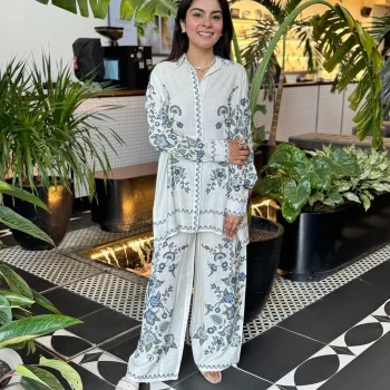 Fleur Printed Linen White Co-ord Set