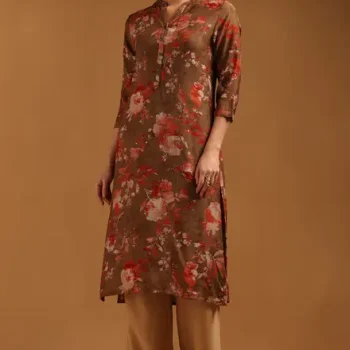 Brown Desert Storm Floral Kurta