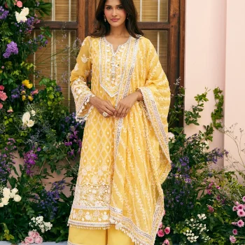 Itriya Organza Mustard Kurta Set