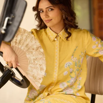 Fleur Printed Linen Yellow Co-ord Set