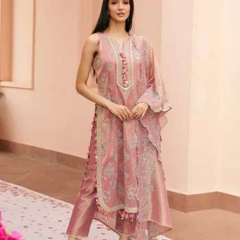Gulkar Tissue Light Pink Kurta Set