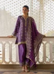 Pralika Bemberg Satin Purple Kurta With Farshi Salwar
