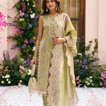 Gulkar Tissue Light Green Kurta Set