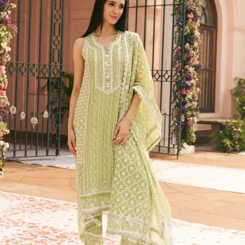 Shringar Organza Green Kurta Set