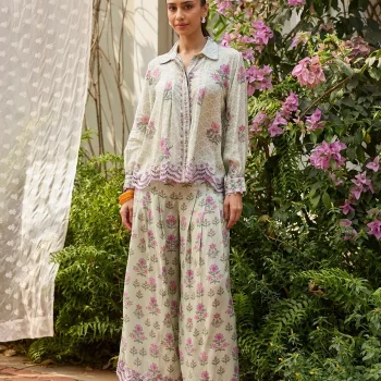 Evaya Lawn Green Co-ord Set