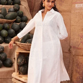 Heli Supima Cotton White Co-ord Set