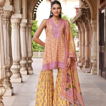 Divaya Lawn Mustard Kurta Set