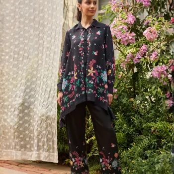 Adhvi Lawn Black Co-ord Set