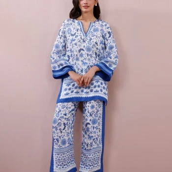 Saurmi Lawn White & Navy Co-ord Set