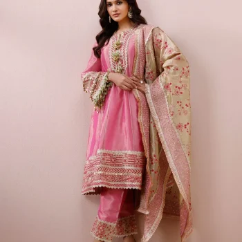 Tissue Shamili Fuschia Kurta Set