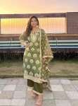 Kasuri Luxe Tissue Moss Green Kurta Set