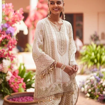 Panchi Banarsi Off White Kurta With Farshi Salwar