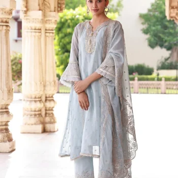 Elusha Organza Light Blue Kurta Set