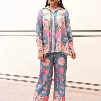 Raisa Lawn Printed Dark Denim Co-ord Set