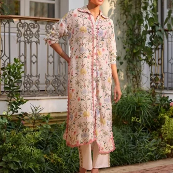 Sene Lawn Printed Off White Kurta Set