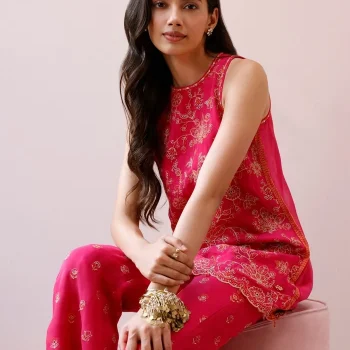 Alouette Organza Fuchsia Co-Ord Set