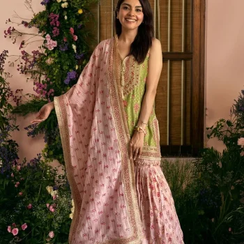 Dali Banarasi Green Kurta with Garara