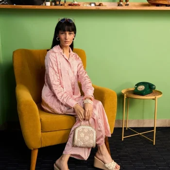 Zuvina Cupro Satin Onion Pink Shirt Set