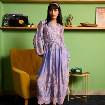 Samreen Cupro Satin Lilac Printed Dress