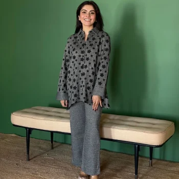 Lurex Black Knit Varnika Shirt With Edith Black Pant
