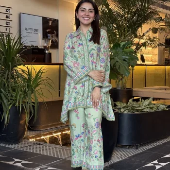Chunari Lawn Printed Green Shirt Set