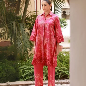 Neris Supima Cotton Printed Fuschia Co-ord Set