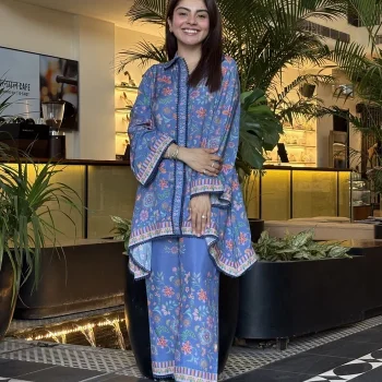 Chunari Lawn Printed Steel Blue Shirt Set