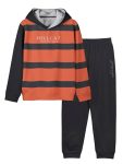 HELLCAT Trendy Printed Cotton Blend Hoodie T-shirt Jogger Trackpant Clothing Set for Boys