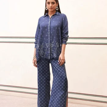 Eirene Lawn Printed Navy Co-ord Set