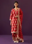 Calita Pima Satin Red Kurta Set