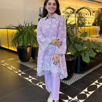 Victoria Pima Satin lilac Co-ord Set