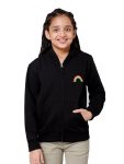 Girls Zipper Hooded Sweatshirt | Placement Print | Insert Pockets | Ribbed Hem | Regular Fit
