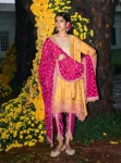 Angana Cupro Satin Mustard Kurta Set