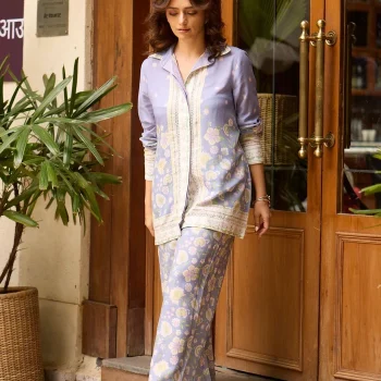 Lila Printed Linen Blue Co-ord Set