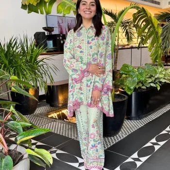 Aurora Printed Linen Green Co-ord Set