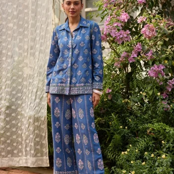 Vaani Linen Steel Blue Co-Ord Set