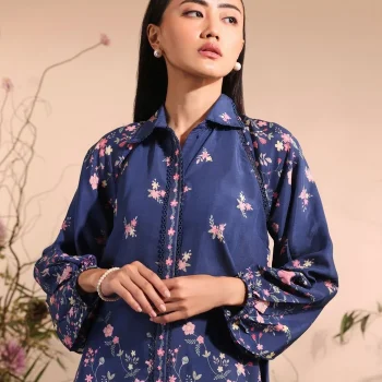 Vesper Lawn Printed Navy Shirt