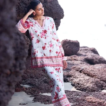 Aelani Linen Printed Off White Co-ord Set