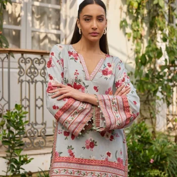 Aelani Linen Printed Blue Co-ord Set