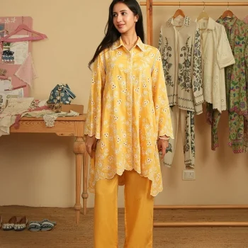 Verena Lawn Mustard Shirt & Pant Set