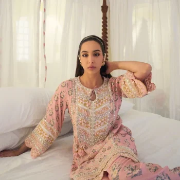 Kalari Lawn Pink Kurta With Farshi Salwar