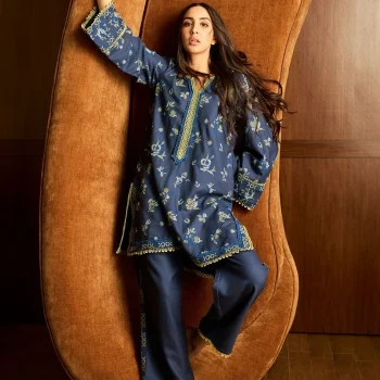 Lottie Wool Navy Kurta Set