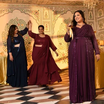 Jack Rose- Maroon Sequin Embellished Drape Saree Set with Cape