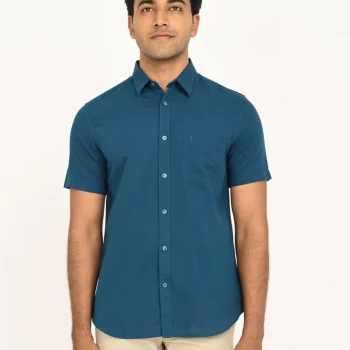 Men's Solid Half Sleeve Cotton Blend Shirt