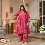 Charvi - Deep Pink Floral Modal Viscose Farshi Co-ord Set